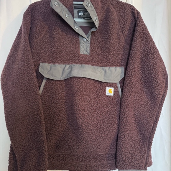 Carhartt Jackets & Blazers - Carhartt Dark Brown Sherpa Jacket with Gray Trim